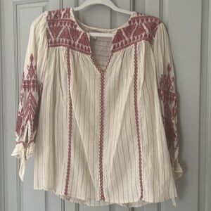 Cream and blush pink Johnny Was top